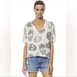 NWT Skull Cashmere Rima Graphic Skull Linen Top